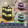 Nachttisch, mit LED-Leuchten und Ladestation, Beistelltisch Produktbild-Vorschau 8