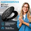 A woman is smiling and clapping her hands in front of a toilet seat with a marble pattern. Text overlays provide customer service information and company details. Náhľad obrázku produktu