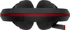 A top-down view of a black gaming headset with a red illuminated strip. Produktbild-Vorschau