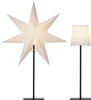 Two lamps are shown against a white background. One is a large, eight-pointed star lamp, and the other is a traditional lampshade lamp. Podgląd zdjęcia produktu