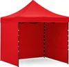 A red pop-up tent shown from a three-quarter angle. Produktbild-Vorschau
