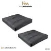 Two dark gray square cushions are displayed on a white background, with the brand logo and product information at the top and bottom. Produktbild-Vorschau