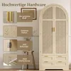 A wardrobe with various hardware components highlighted with text labels. Podgląd zdjęcia produktu