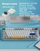 A keyboard and keyboard switches are displayed on a blue grid background. Produktbild-Vorschau