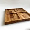 Piatto da portata quadrato in legno di rovere con scomparti Anteprima dell’immagine prodotto 1