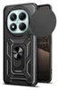 A black protective phone case with a built-in ring holder and a sliding camera cover. Produktbild-Vorschau