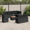 vidaXL 9-tlg. Garten-Sofagarnitur mit Kissen Schwarz Poly Produktbild-Vorschau 2