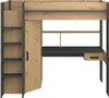 Lit surélevé avec bureau + armoire - 90 x 200 cm - Naturel Voir les images du produit 1