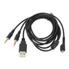 A black audio cable with multiple connectors, including USB and 3.5mm jacks, is laid out on a white background. Náhled obrázku produktu