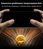 Hands holding a smartphone with a black screen, with a glowing orb and hexagonal pattern below. Anteprima dell’immagine prodotto
