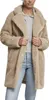 A woman is wearing a beige sherpa coat over a grey hoodie and blue jeans. Produktbild-Vorschau