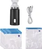 A product shot of a vacuum pump, USB cable, and vacuum seal bags against a white background. Náhled obrázku produktu