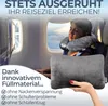 A person sleeping on an airplane with a neck pillow. Produktbild-Vorschau