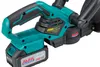 Close-up view of a cordless hedge trimmer's handle and battery pack. Produktbild-Vorschau