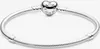 A silver Pandora bracelet with a heart-shaped clasp is displayed against a white background. Anteprima dell’immagine prodotto