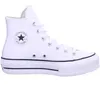 A white Converse high-top sneaker with a platform sole is shown against a white background. Produktbild-Vorschau