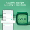 A digital alarm clock is shown next to a smartphone displaying its settings. The text indicates adjusting the backlight. Podgląd zdjęcia produktu