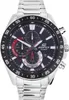 A close-up studio shot of a Casio Edifice men's watch with a silver stainless steel band and a black dial. Voir les images du produit