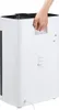A hand is shown gripping the top handle of a white air purifier. Produktbild-Vorschau