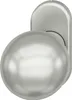 A close-up studio shot of a silver doorknob with an oval backplate, isolated on a white background. Anteprima dell’immagine prodotto