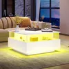 okwish Hochglanz-LED-Couchtisch Quadratischer Couchtisch Produktbild-Vorschau 2