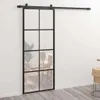 vidaXL Drzwi przesuwne z aluminium i szkła ESG 76x205 cm Podgląd zdjęcia produktu 15