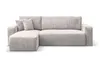 A light beige corduroy sectional sofa with two throw pillows, shown from the front on a white background. Produktbild-Vorschau