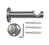 A set of curtain rod brackets and mounting hardware, including screws and an Allen wrench, laid out on a white background. Produktbild-Vorschau