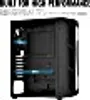 A black computer case with blue accents, shown from the side with the side panel removed. Produktbild-Vorschau