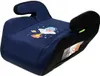 A blue child booster seat with a space-themed graphic on a white background. Produktbild-Vorschau
