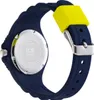 Close-up view of the back of a blue Ice Watch with a yellow accent. Produktbild-Vorschau