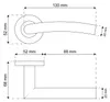 Diagrams showing the dimensions of a door handle. Produktbild-Vorschau