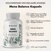 A product shot of a bottle of Meno Balance capsules with accompanying marketing text and icons. Produktbild-Vorschau