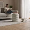 Samt-Polsterhocker mit Stauraum 42 cm SNUGGO Creme Produktbild-Vorschau 5