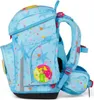 A light blue backpack with a star pattern and colorful dots. Produktbild-Vorschau