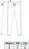 A diagram showing measurements for a pair of leggings. Produktbild-Vorschau