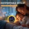 A mother and child sleeping in bed with a digital alarm clock. Produktbild-Vorschau