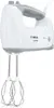 A white Bosch hand mixer with gray accents and two beaters is shown against a white background. Podgląd zdjęcia produktu