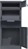 A dark gray parcel mailbox with multiple compartments and one door open. Náhled obrázku produktu