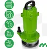 A green submersible pump with icons on the left side indicating its features. Podgląd zdjęcia produktu