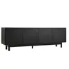 A black TV cabinet with four doors and arched detailing on the doors, shown against a white background. Produktbild-Vorschau