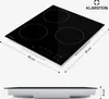 A 3-zone induction hob is shown from a top-down perspective and a side profile, with dimensions indicated. Podgląd zdjęcia produktu