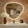 Miroir de salle de bain asymétrique AFIELINA avec éclairage Voir les images du produit 1