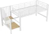 Sweiko 90 x 200 Halbhohes Hochbett mit Stauraumtreppe, Weiß Produktbild-Vorschau 14