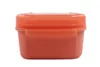 A front view of an orange plastic food storage container with a translucent lid, isolated on a white background. Produktbild-Vorschau