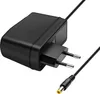A black power adapter with a European plug and a DC barrel connector is shown against a white background. Voir les images du produit