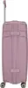 A pink suitcase with a retractable handle and wheels, shown from the side. Produktbild-Vorschau