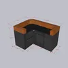 3D rendering of a corner bar counter with dimensions indicated. Voir les images du produit