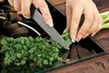 A person is chopping green onions on a cutting board with a floral design. Produktbild-Vorschau