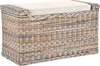 KRINES HOME Wäschesortierer mit Sitzbank aus echtem Rattan Produktbild-Vorschau 1
